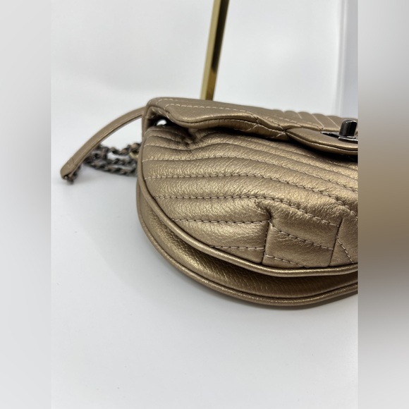 Chanel 2015 Runway Metallic Bronze Chevron Shoulder Bag - Picture 4 of 9